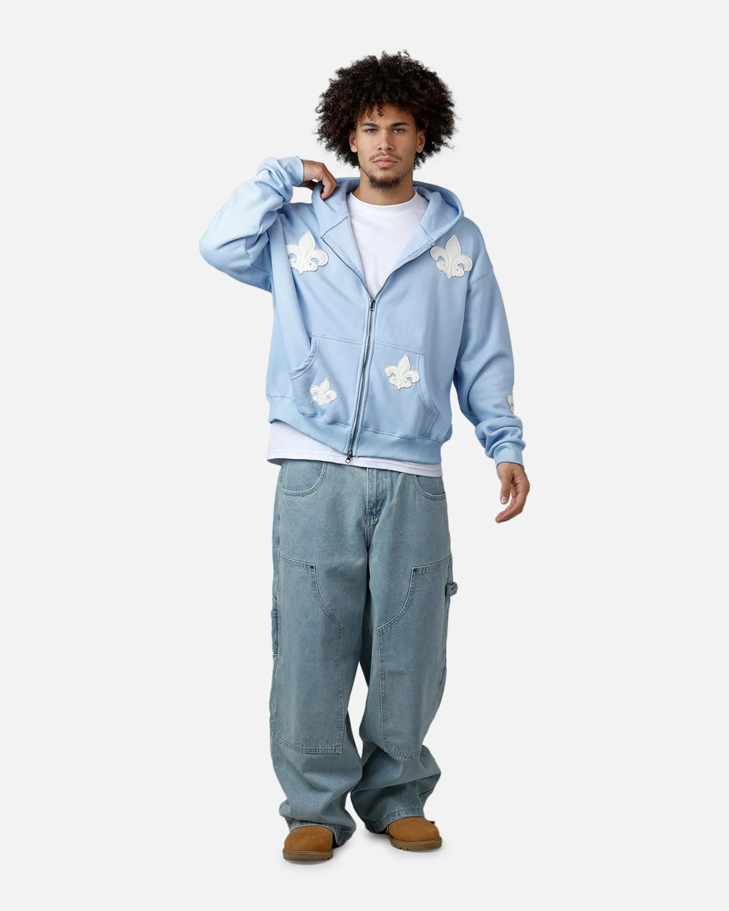 MNML Fleur Zip Up Hoodie Washed Blue sold by Culture Kings product image thumbnail 3