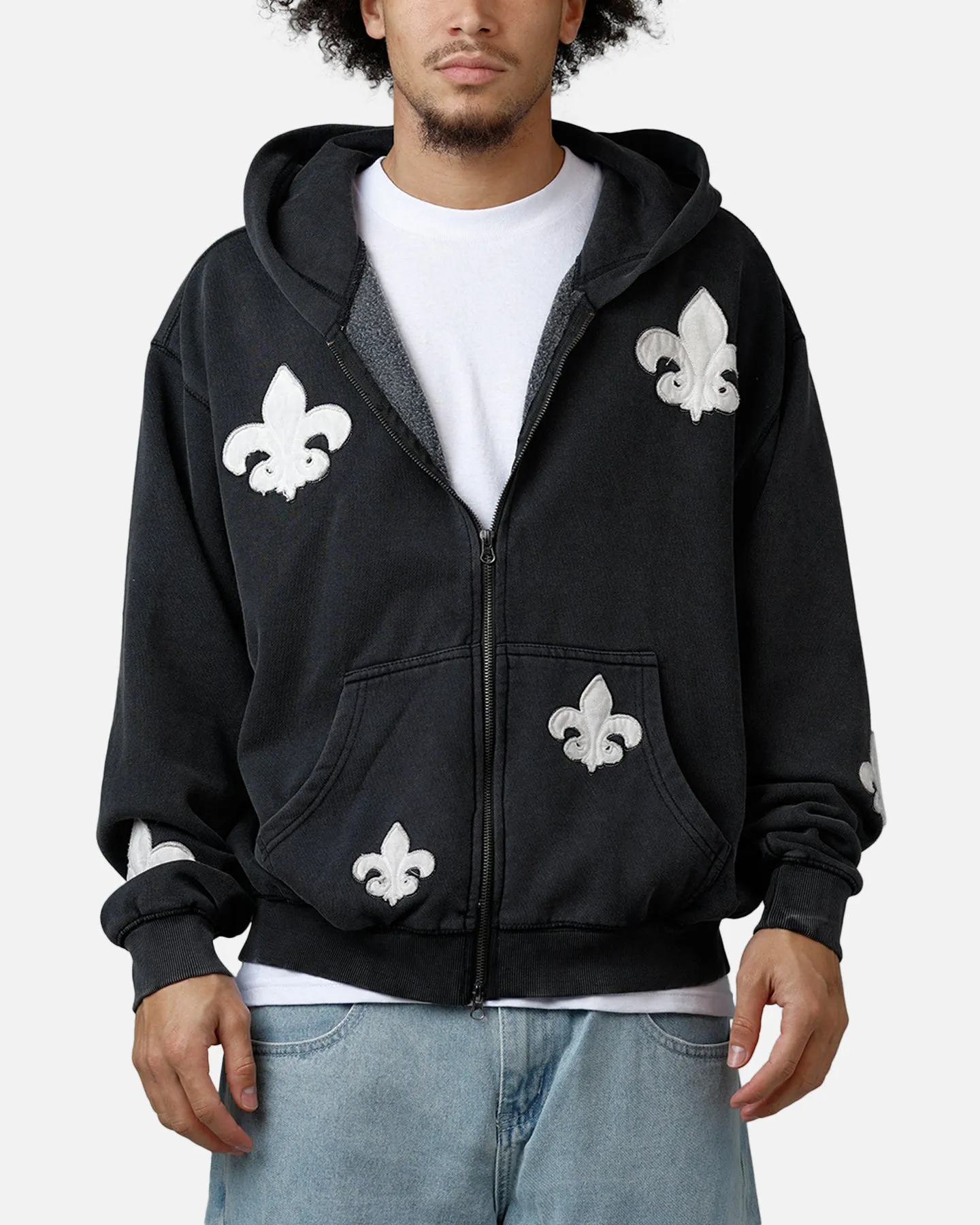 MNML Fleur Zip Up Hoodie Washed Black sold by Culture Kings
