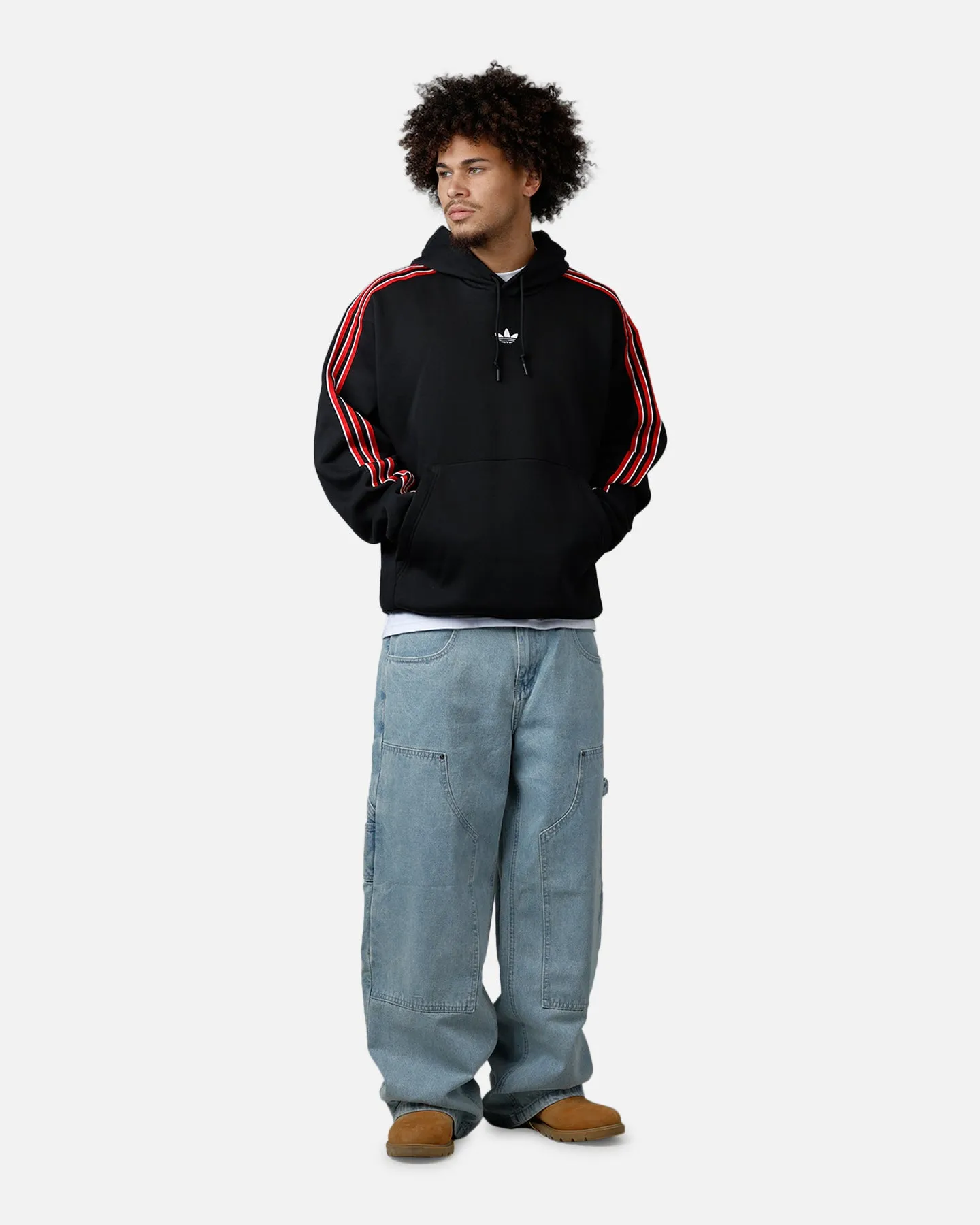 Adidas Three Stripes Hoodie Black/Red sold by Culture Kings product image thumbnail 3
