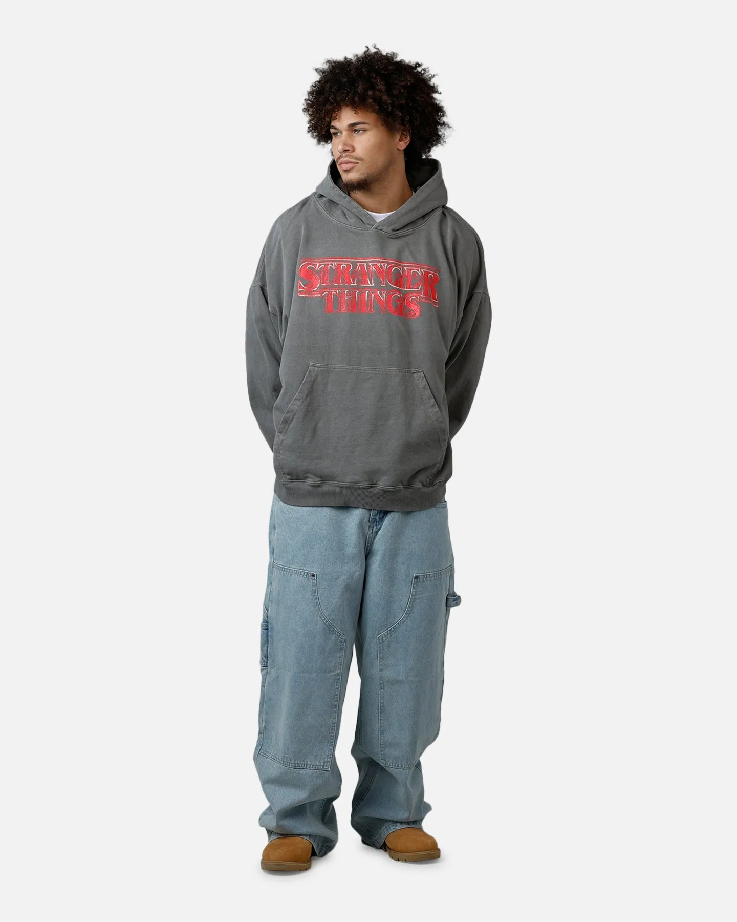 73Studio X Stranger Things Hawkins Heroes Hoodie Washed Charcoal sold by Culture Kings product image thumbnail 3