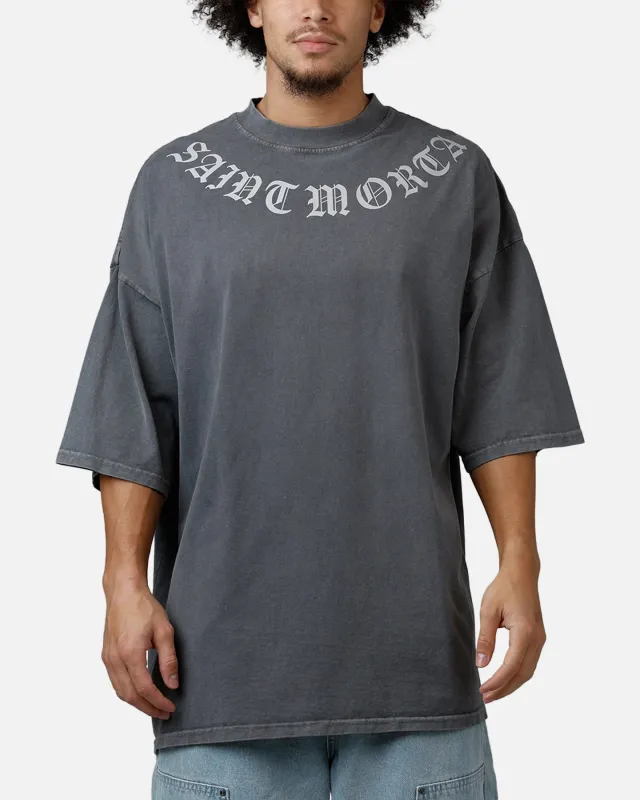 Saint Morta Barbaric Mock Neck T-Shirt Washed Charcoal sold by Culture Kings