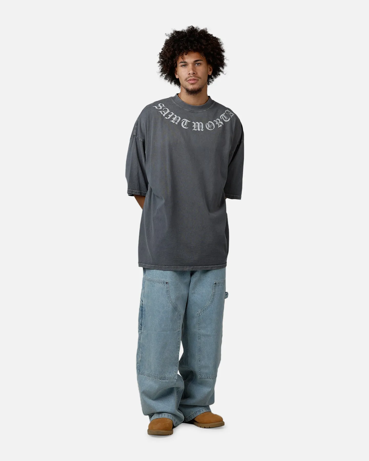 Saint Morta Barbaric Mock Neck T-Shirt Washed Charcoal sold by Culture Kings product image thumbnail 3