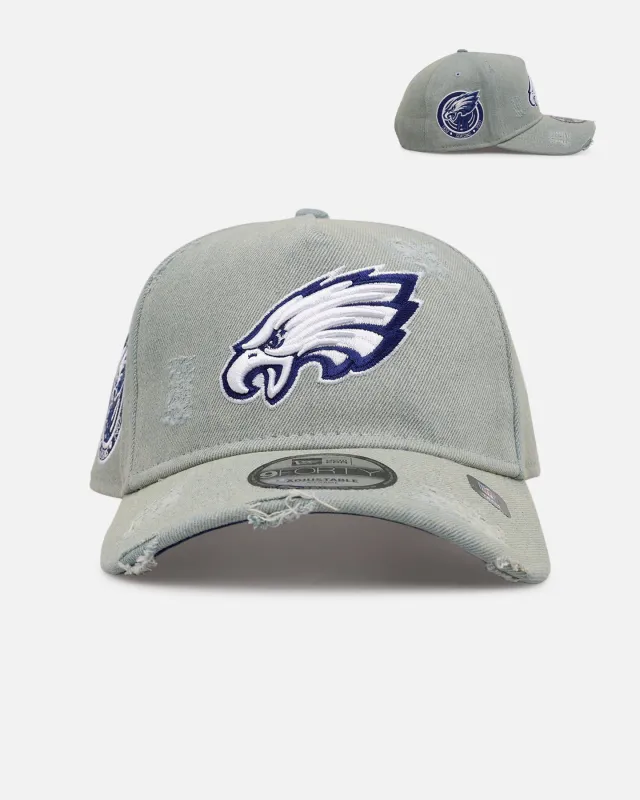 New Era Philadelphia Eagles 'Distressed Denim' 9FORTY A-Frame Snapback Light Wash Denim made by New Era