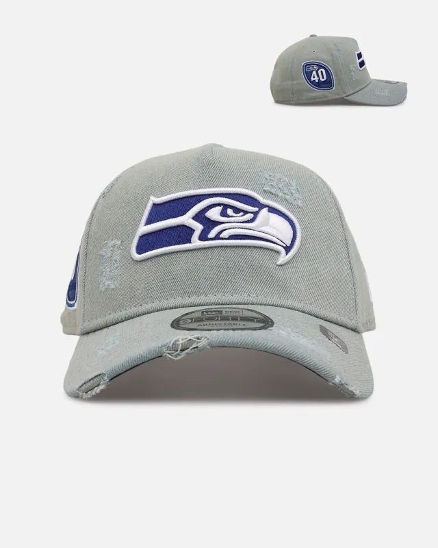 New Era Seattle Seahawks 'Distressed Denim' 9FORTY A-Frame Snapback Light Wash Denim made by New Era