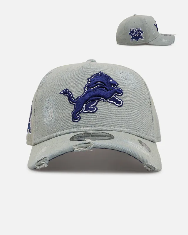 New Era Detroit Lions 'Distressed Denim' 9FORTY A-Frame Snapback Light Wash Denim made by New Era