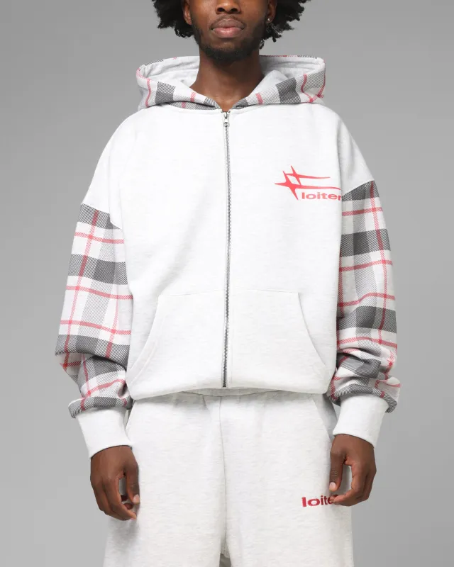 Loiter Hybrid Premium Zip Hoodie Off White/Red sold by Culture Kings