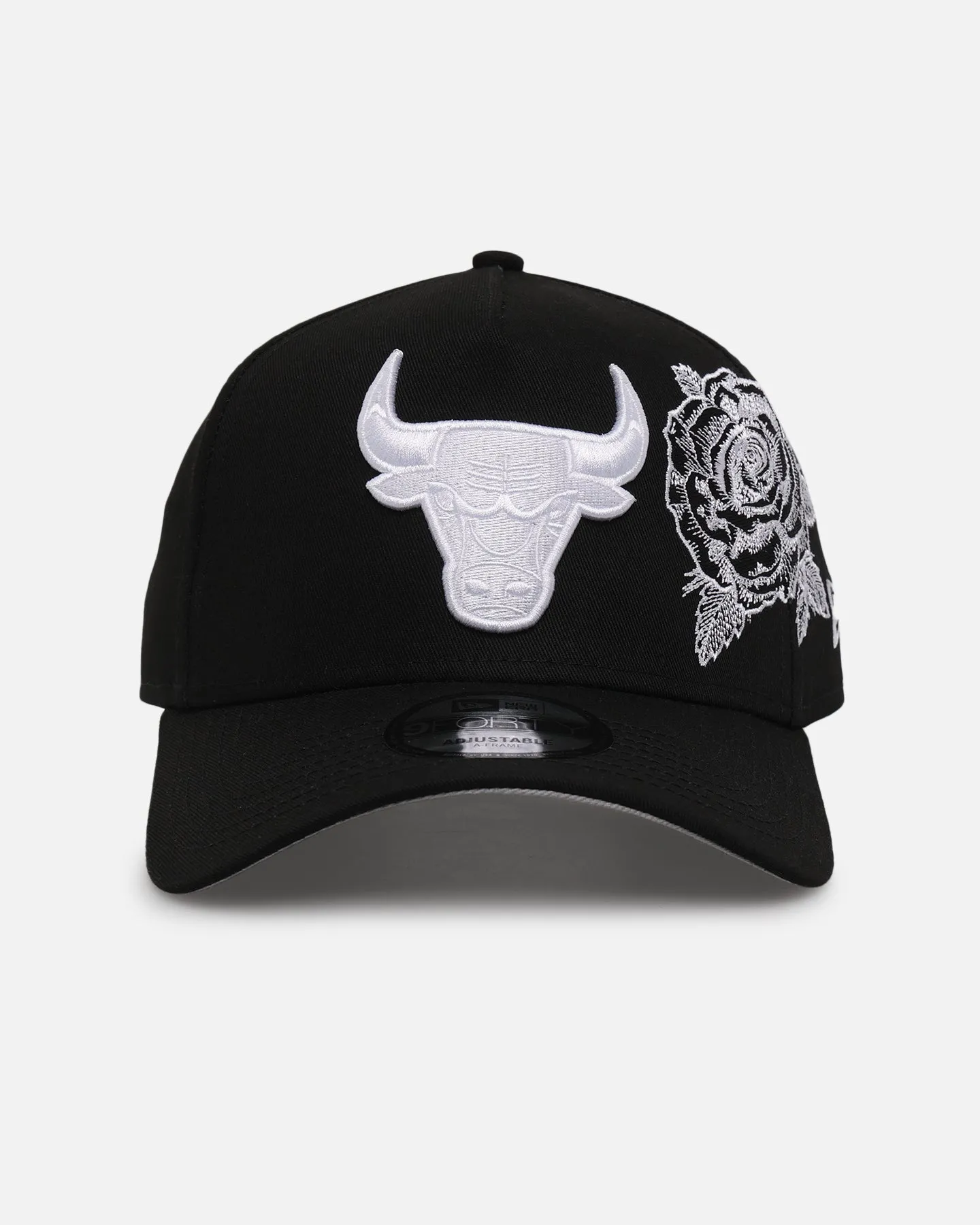 New Era Chicago Bulls 'Ornate Rose' 9FORTY A-Frame Snapback Black/White sold by Culture Kings