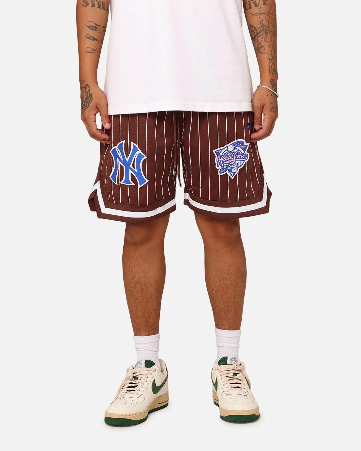 New Era New York Yankees Mesh Pinstripe Shorts Brown sold by Culture Kings