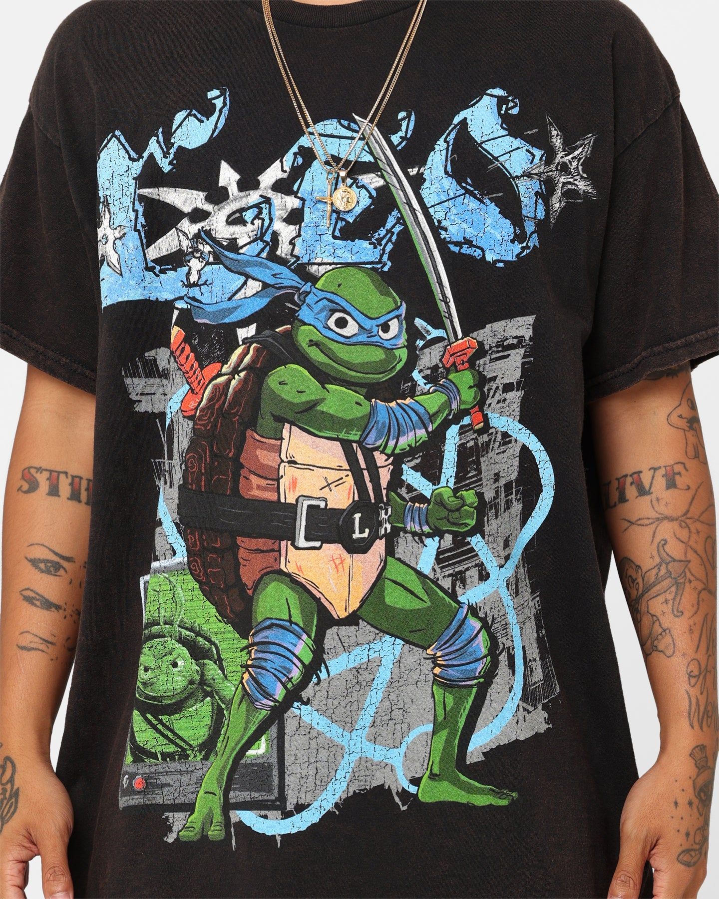 Goat Crew X Teenage Mutant Ninja Turtles Leonardo Vintage T-Shirt Black Wash sold by Culture Kings product image thumbnail 4