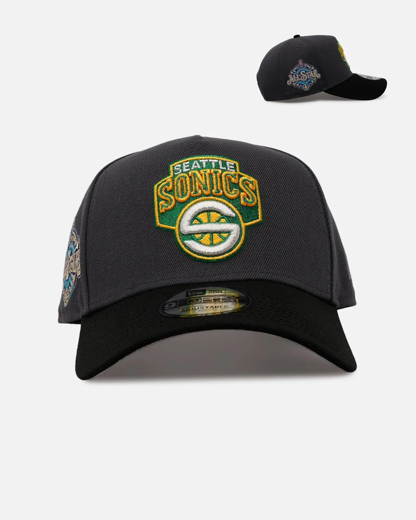 New Era Seattle SuperSonics 'Stealth 2.0' 9FORTY A-Frame Snapback Graphite sold by Culture Kings