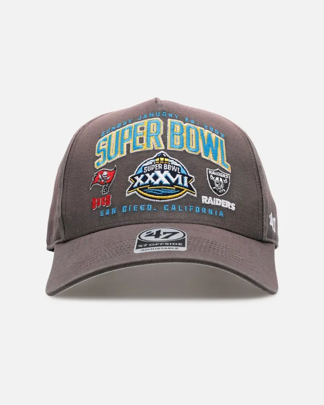 47 Brand Tampa Bay Buccaneers Vs Las Vegas Raiders 'Vintage Super Bowl' XXXVII '47 Offside Strapback Charcoal sold by Culture Kings