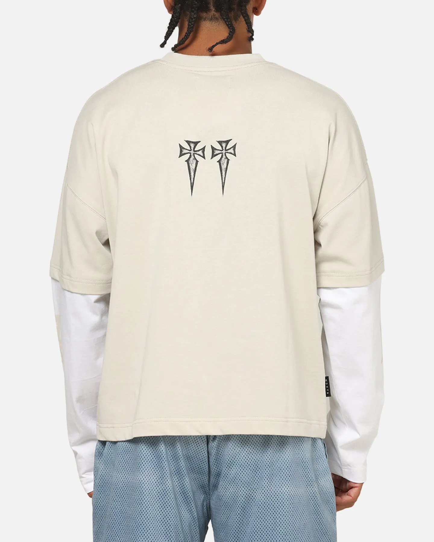 Saint Morta Muerte Layered Long Sleeve T-Shirt Stone/White sold by Culture Kings product image thumbnail 2