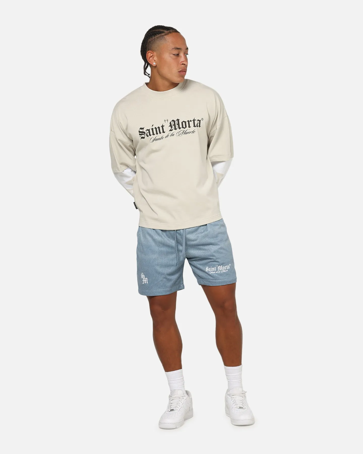 Saint Morta Muerte Layered Long Sleeve T-Shirt Stone/White sold by Culture Kings product image thumbnail 3