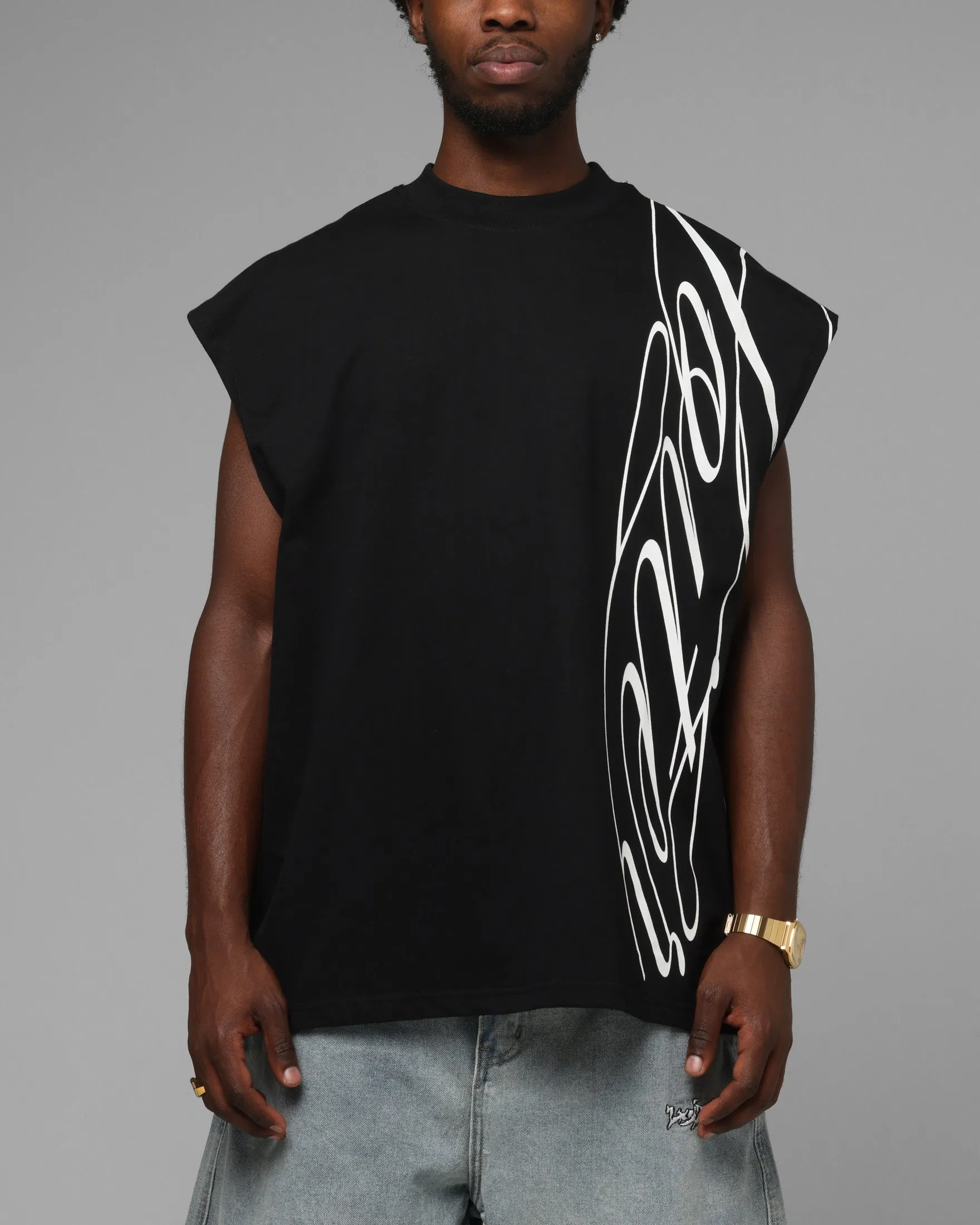 Loiter Script Muscle T-Shirt Black sold by Culture Kings