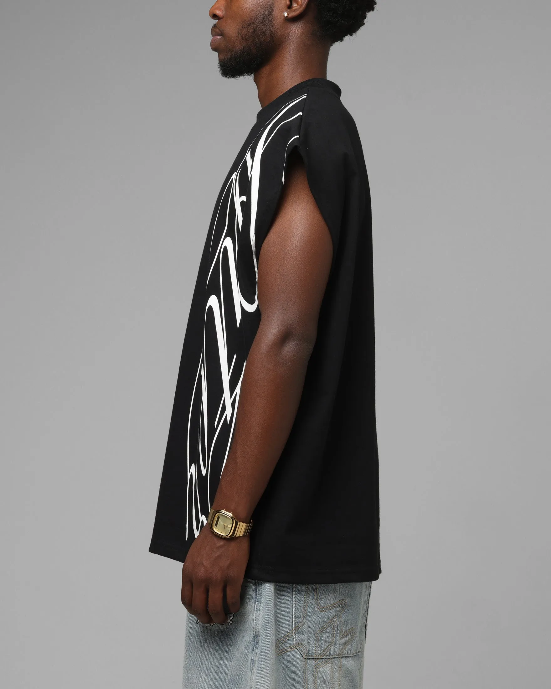 Loiter Script Muscle T-Shirt Black sold by Culture Kings product image thumbnail 5