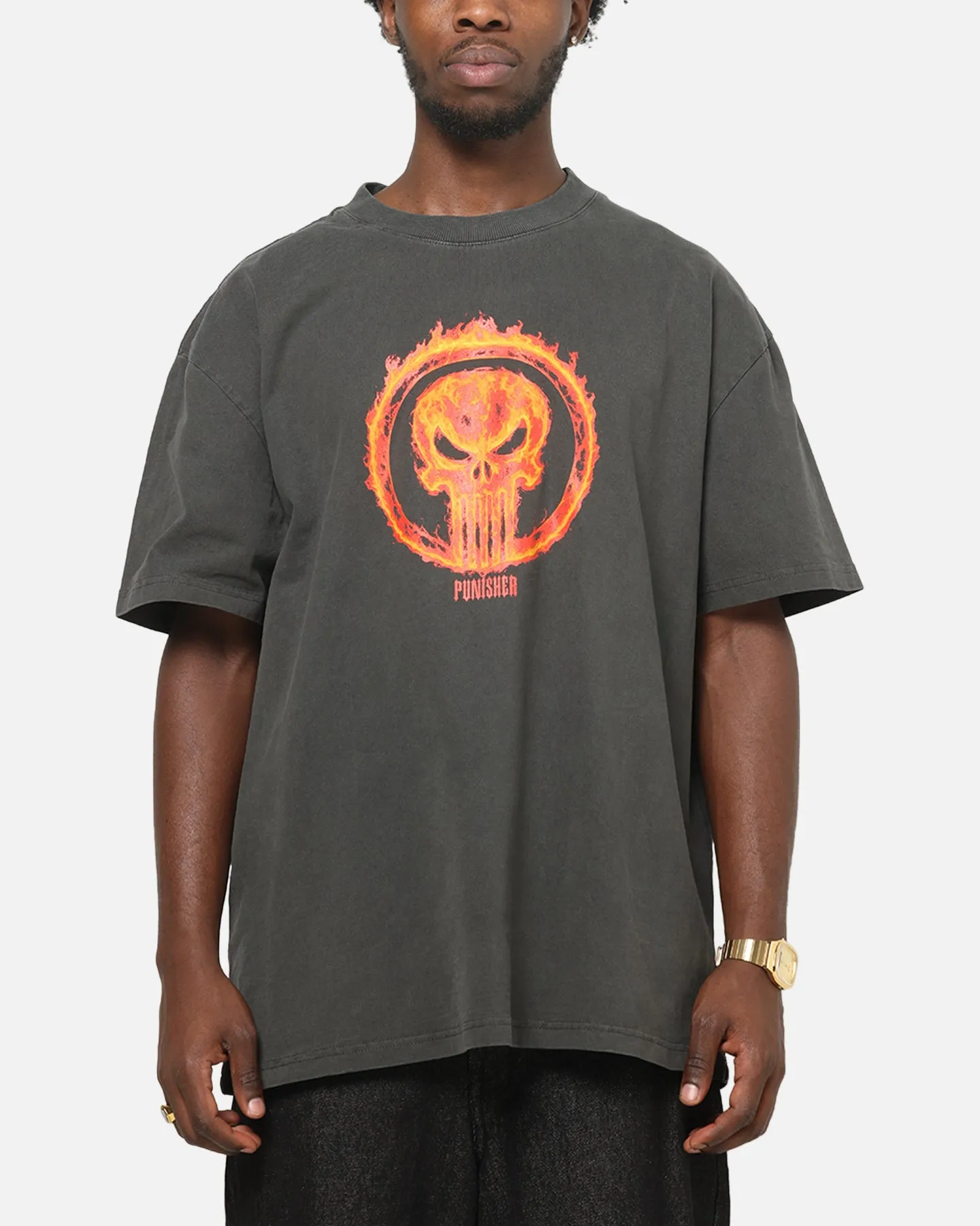73Studio Marvel Punisher Flames Heavy T-Shirt Black Wash sold by Culture Kings product image thumbnail 2