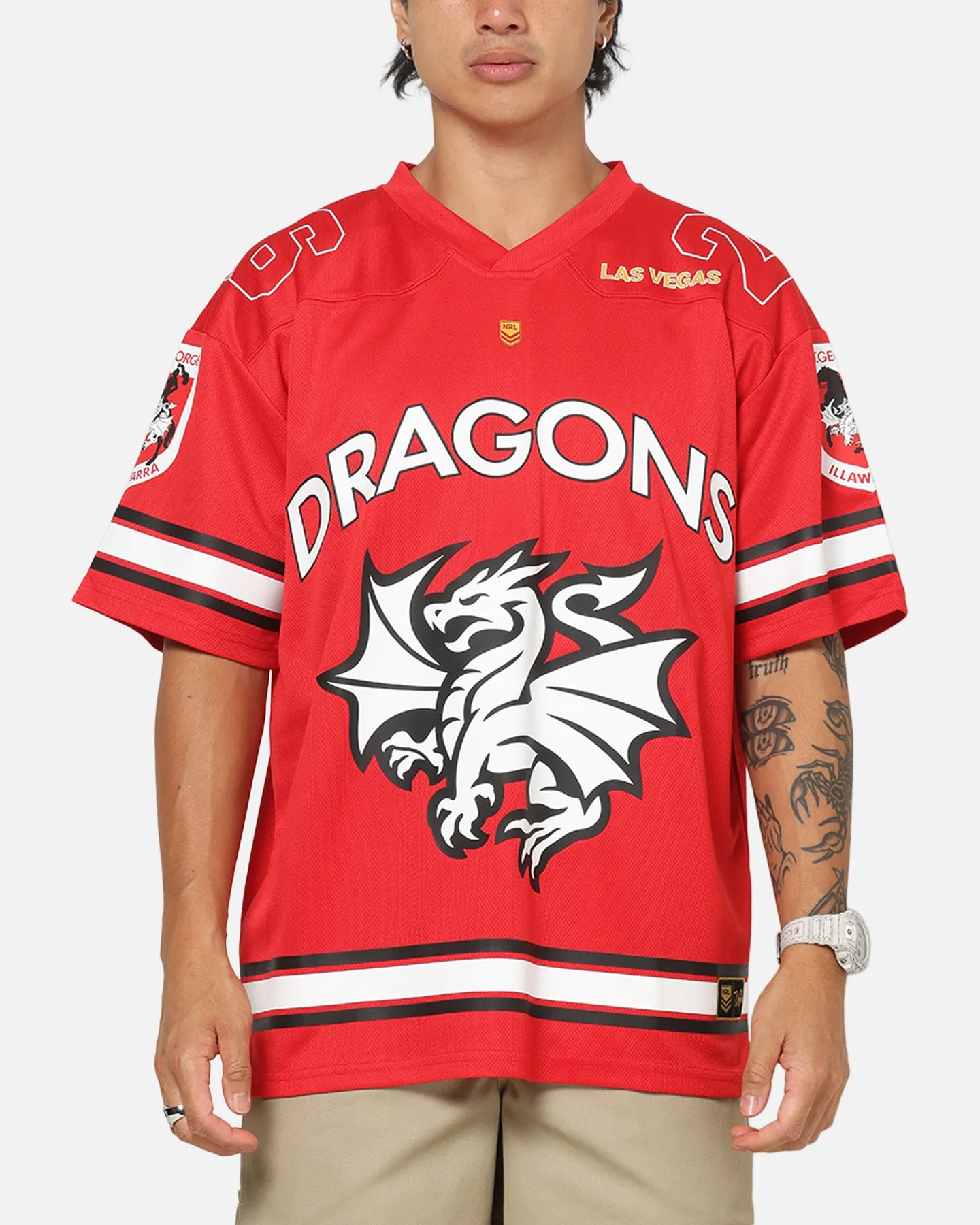 Bleacher Athletic St. George Illawarra Dragons NRL Vegas Round 2026 Jersey Red sold by Culture Kings