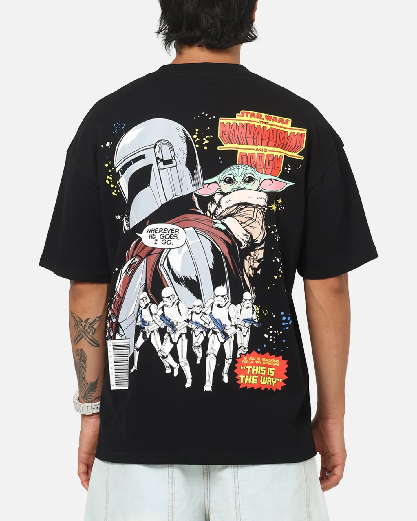 73Studio Star Wars Mando And Grogu Comic T-Shirt Black sold by Culture Kings