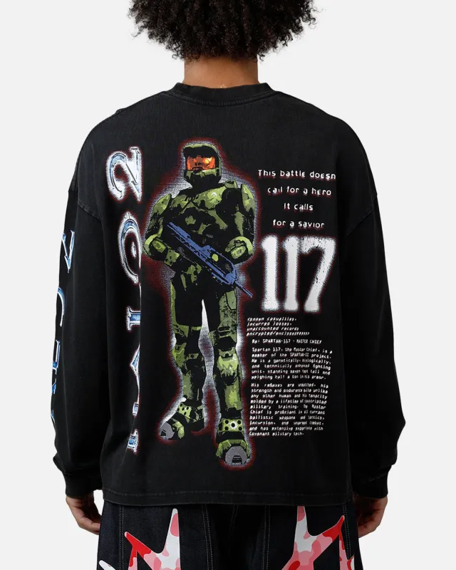 73Studio X Halo 2 Long Sleeve T-Shirt Black Acidwash sold by Culture Kings