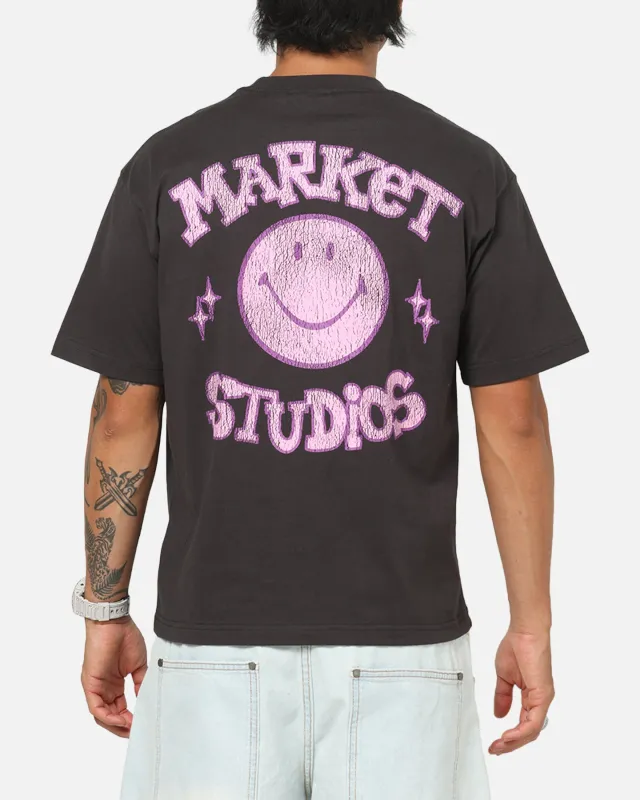 Market Smiley Old School T-Shirt Washed Black sold by Culture Kings