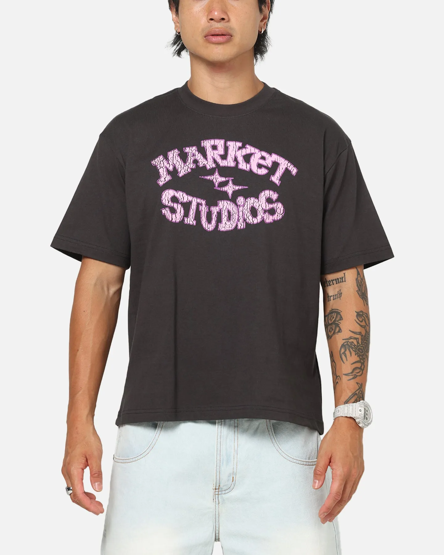 Market Smiley Old School T-Shirt Washed Black sold by Culture Kings product image thumbnail 2