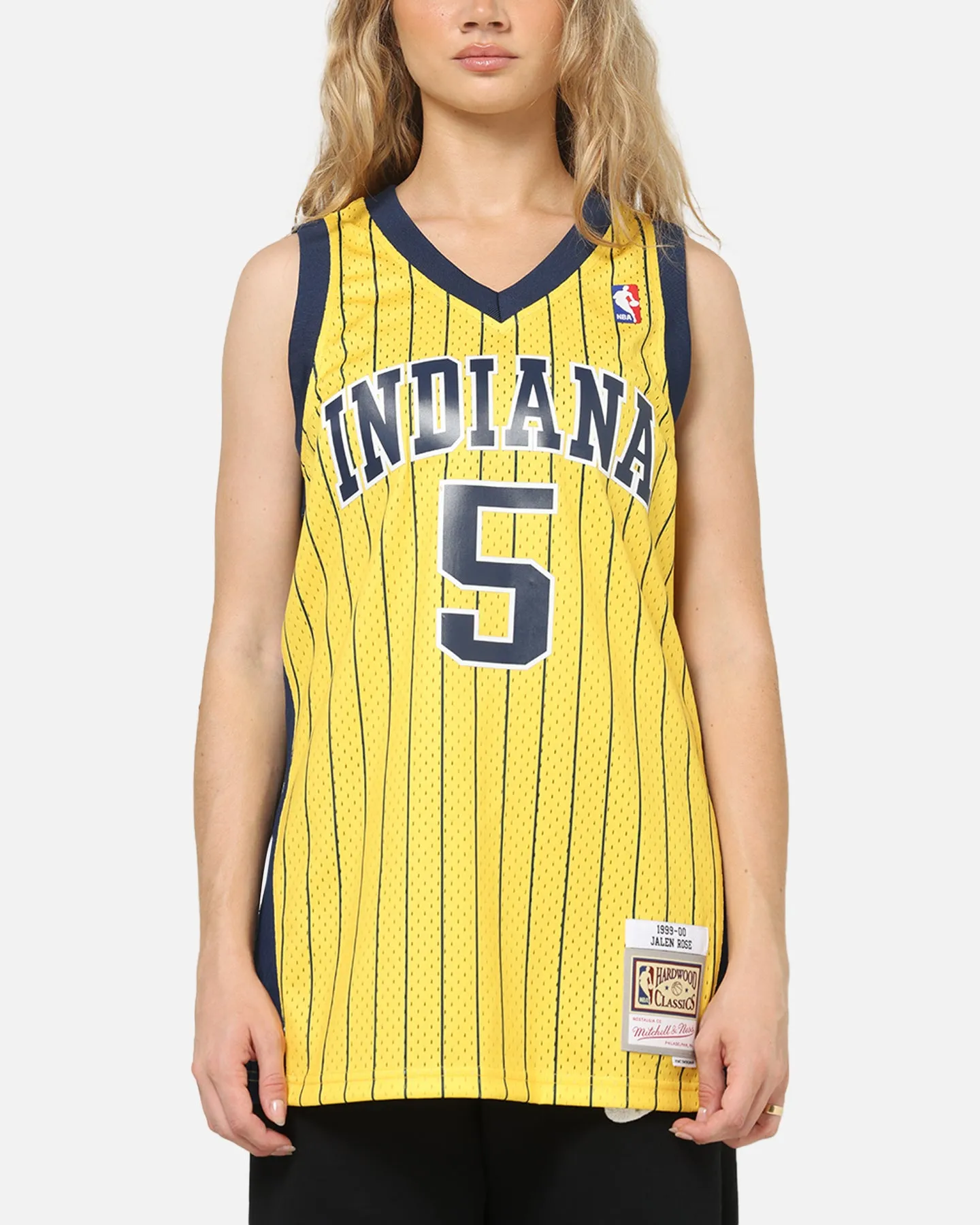 Mitchell & Ness Indiana Pacers Jalen Rose #5 Swingman Road Jersey Yellow sold by Culture Kings