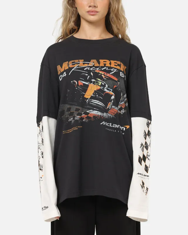 Mitchell & Ness X Mclaren Checkered Vintage Long Sleeve T-Shirt Black/Vintage White made by Mitchell & Ness
