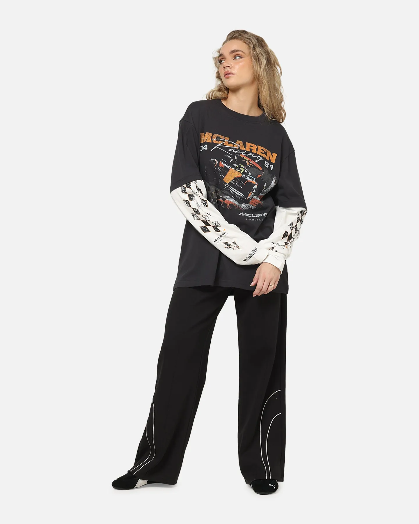 Mitchell & Ness X Mclaren Checkered Vintage Long Sleeve T-Shirt Black/Vintage White sold by Culture Kings product image thumbnail 2
