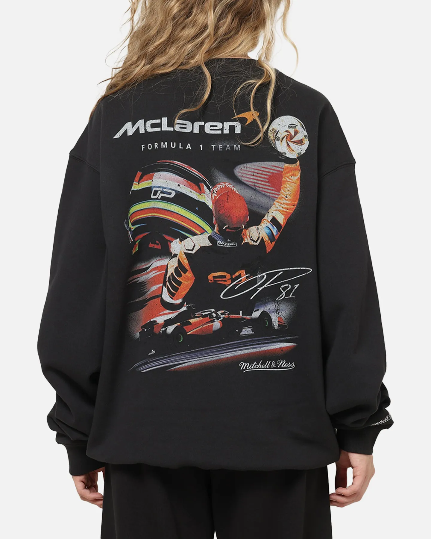 Mitchell & Ness X Mclaren Oscar Piastri Signature Crewneck Washed Black sold by Culture Kings product image thumbnail 2