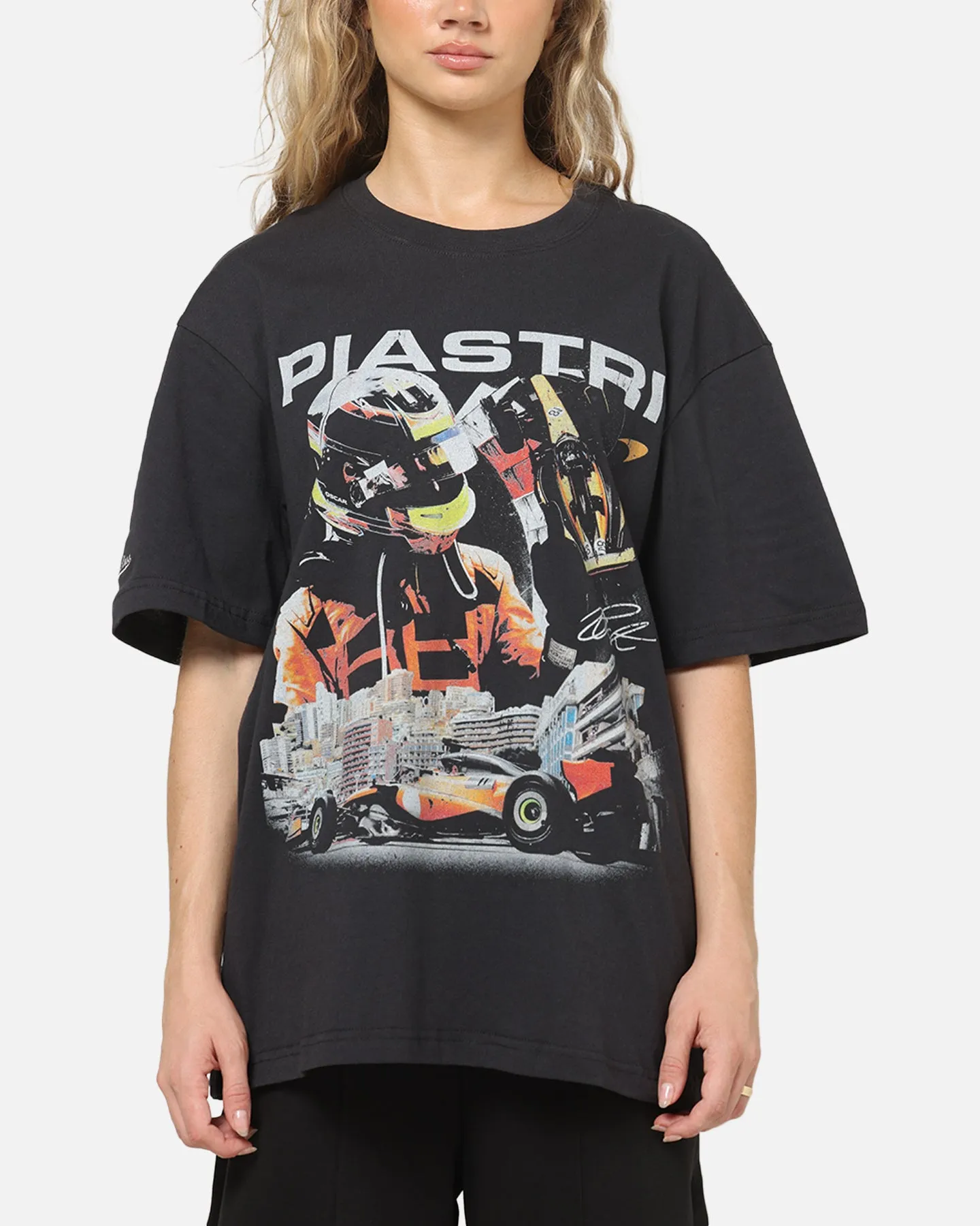 Mitchell & Ness X Mclaren Oscar Piastri Signature T-Shirt Washed Black sold by Culture Kings