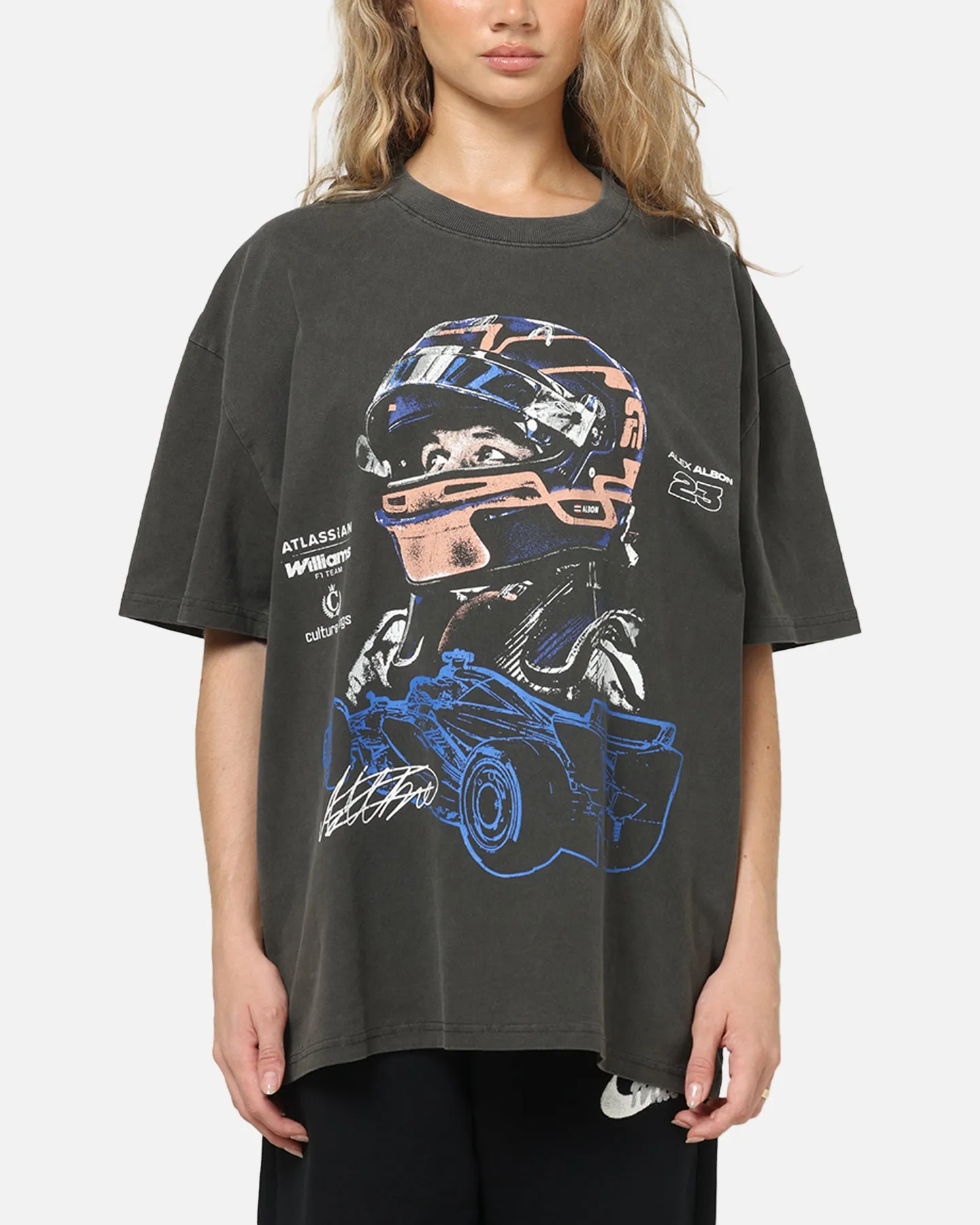 Culture Kings X Atlassian Williams F1 Team Alex Albon Heavy T-Shirt Black Acidwash sold by Culture Kings