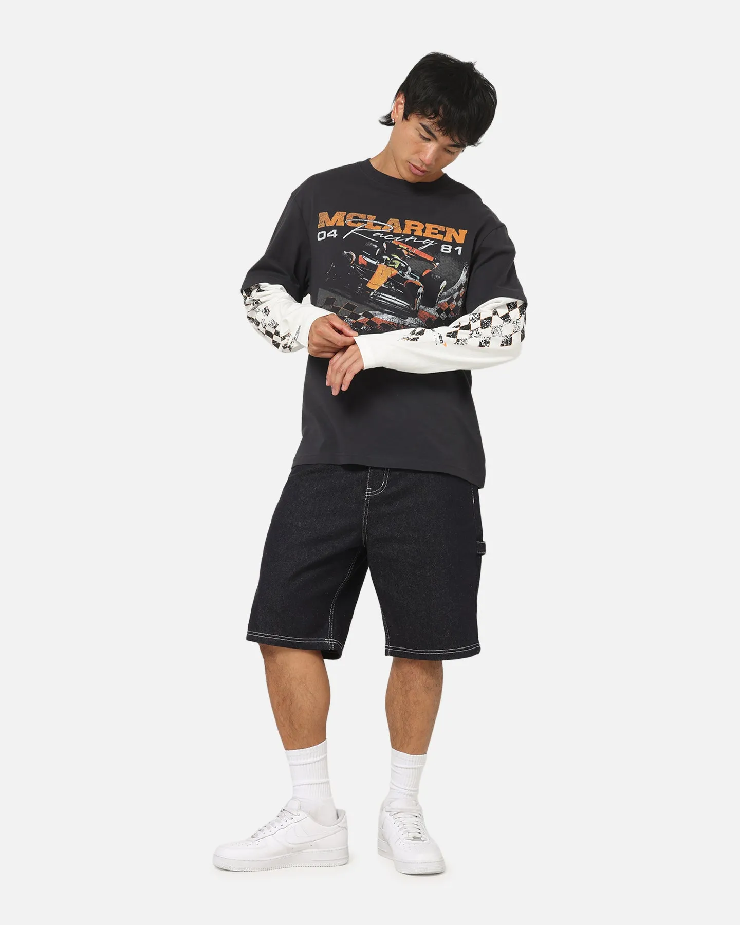 Mitchell & Ness X Mclaren Checkered Vintage Long Sleeve T-Shirt Black/Vintage White sold by Culture Kings product image thumbnail 2