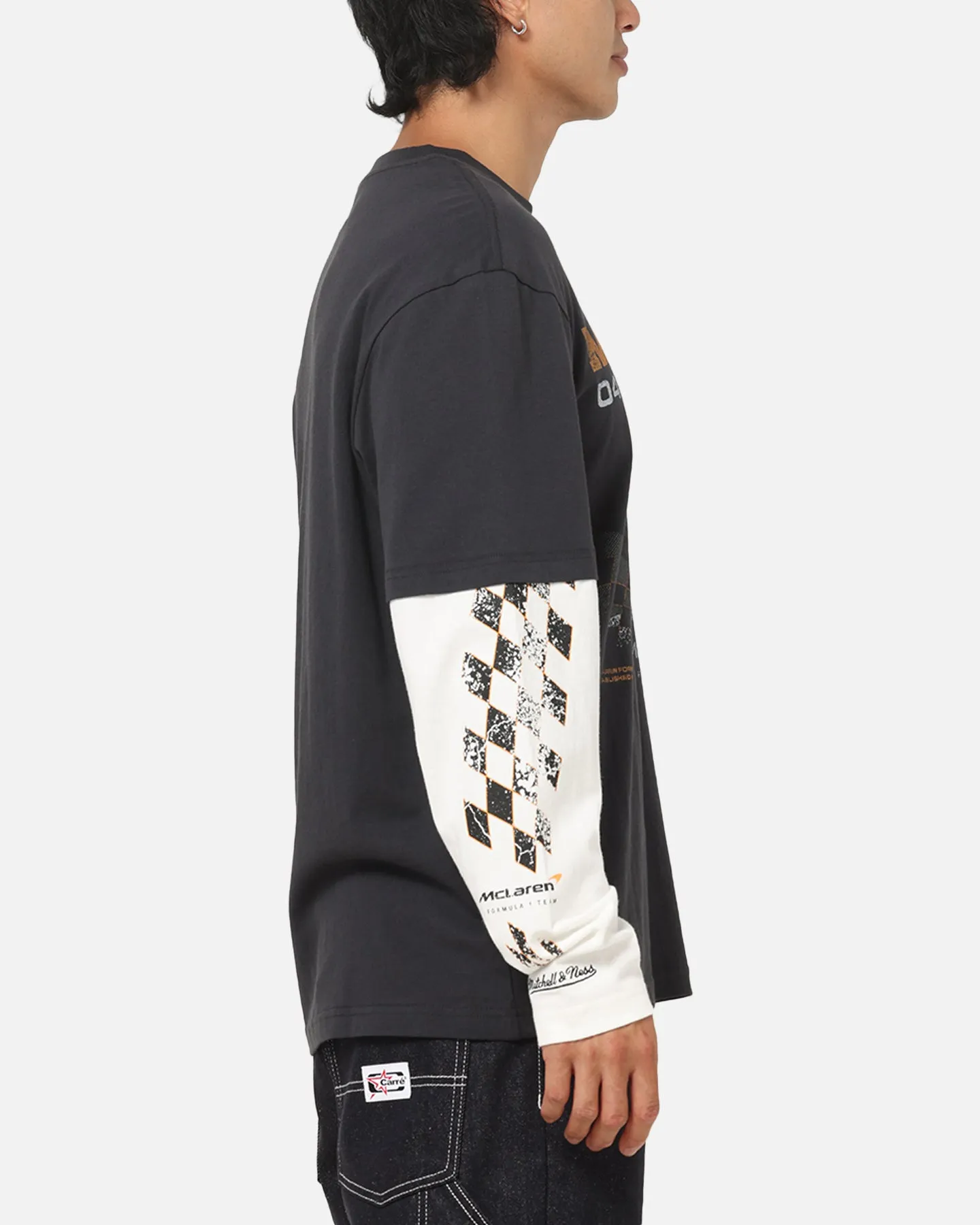 Mitchell & Ness X Mclaren Checkered Vintage Long Sleeve T-Shirt Black/Vintage White sold by Culture Kings product image thumbnail 4