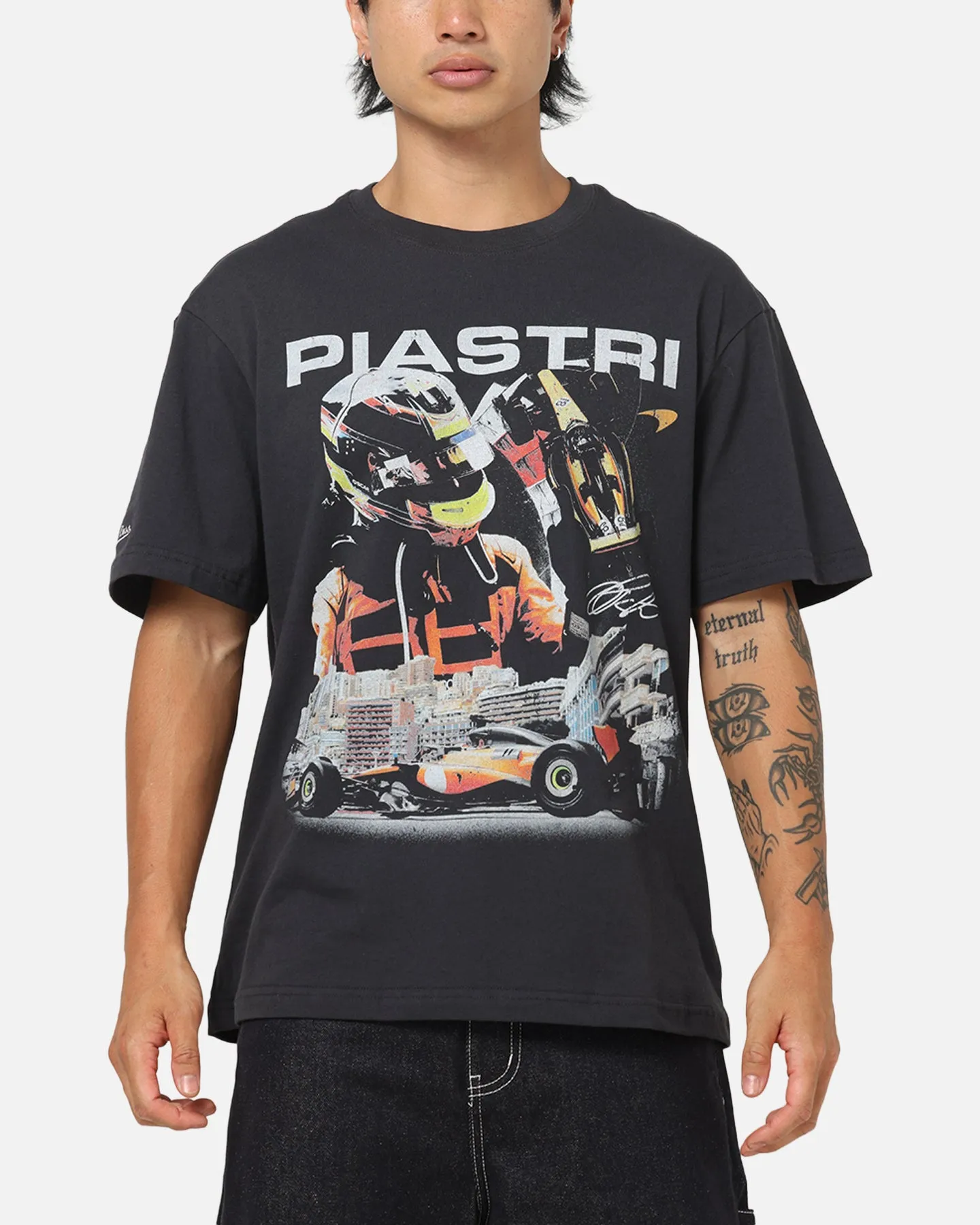 Mitchell & Ness X Mclaren Oscar Piastri Signature T-Shirt Washed Black sold by Culture Kings