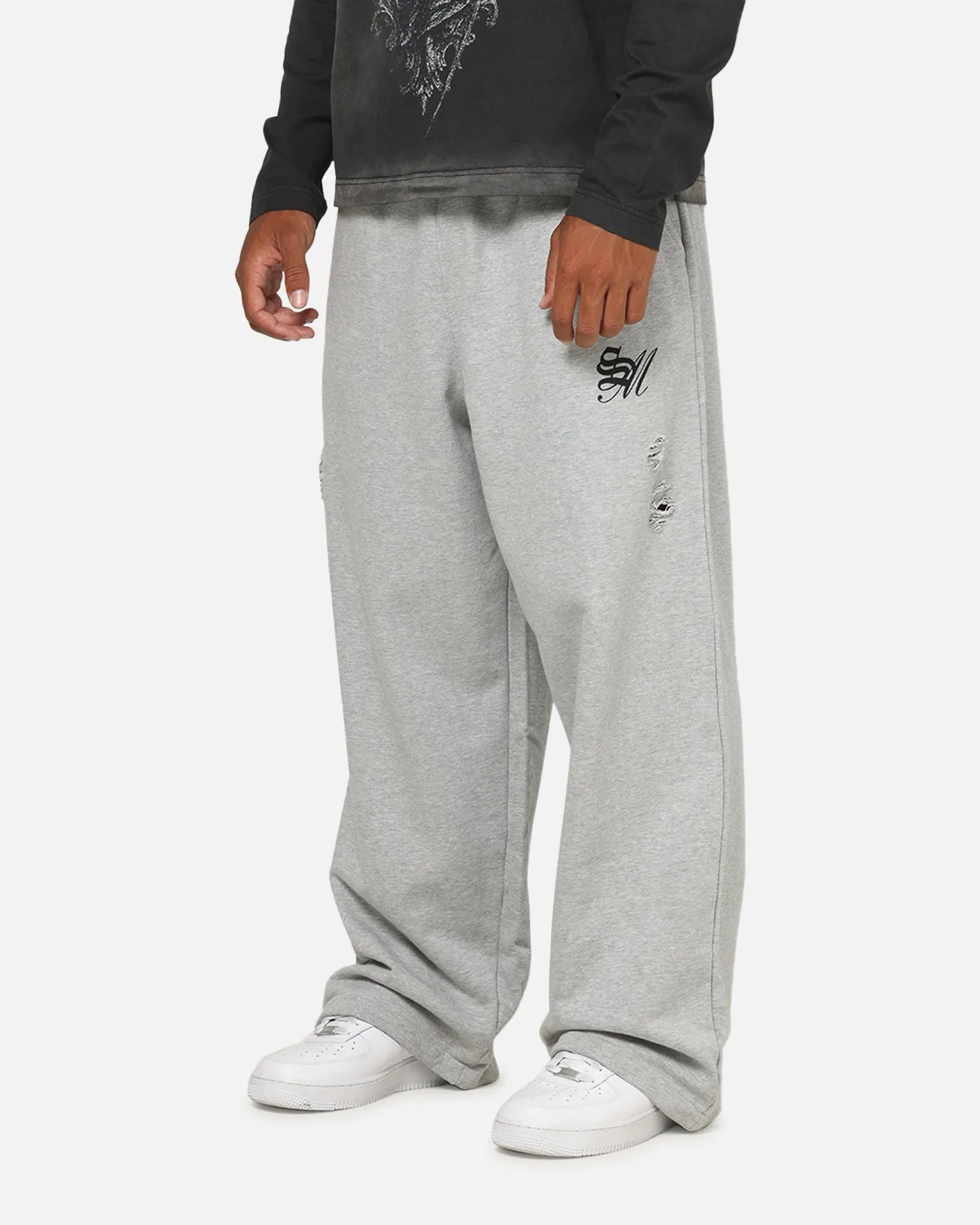 Saint Morta Distressed Baggy Sweatpants Grey Marle sold by Culture Kings