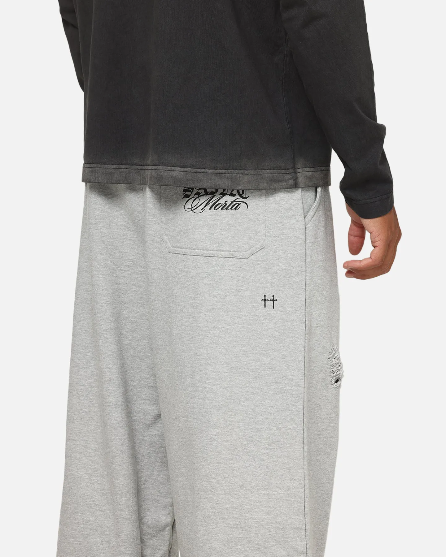 Saint Morta Distressed Baggy Sweatpants Grey Marle sold by Culture Kings product image thumbnail 3