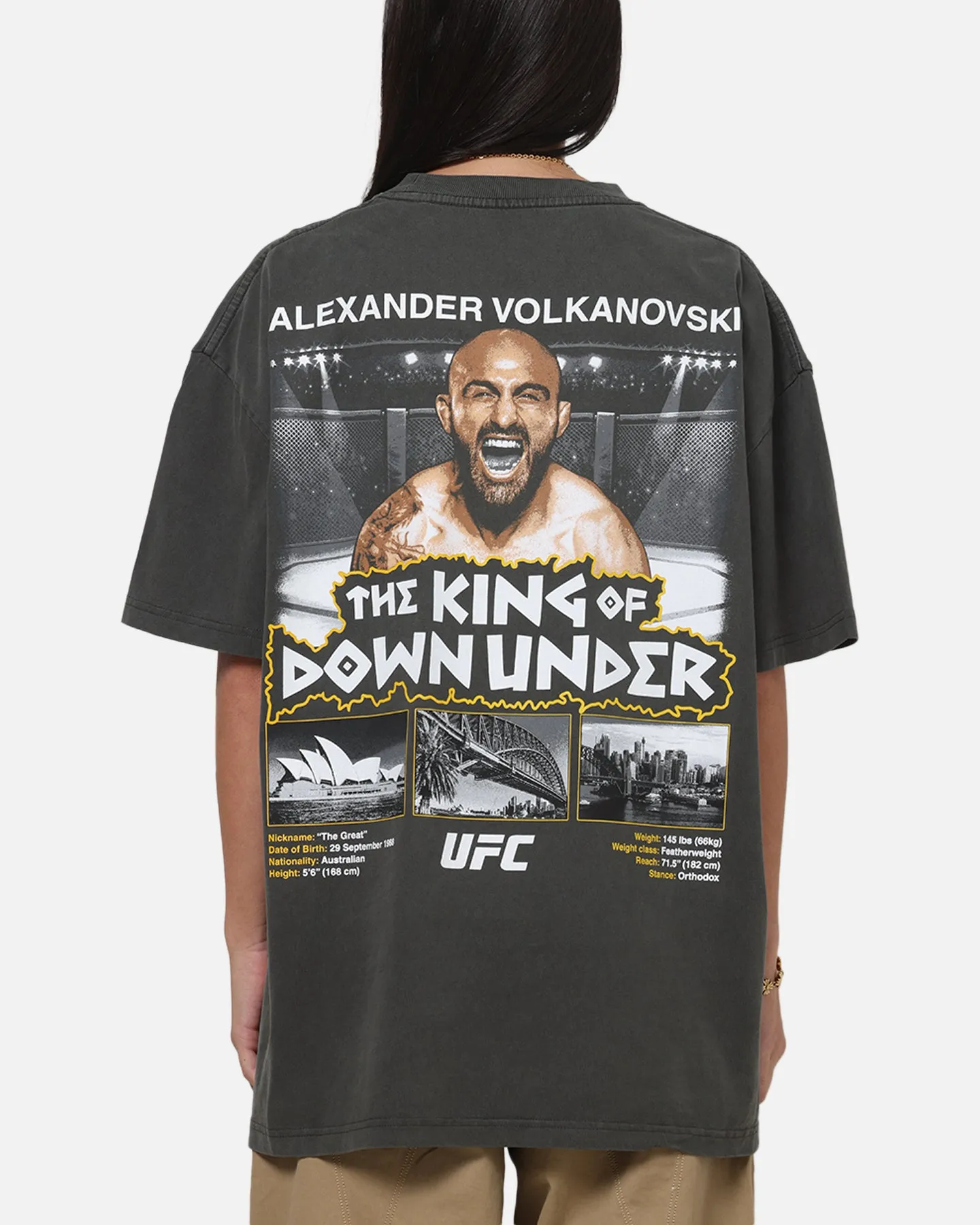 UFC By Culture Kings Alexander Volkanovski Sydney King Down Under Heavy T-Shirt Black Wash sold by Culture Kings