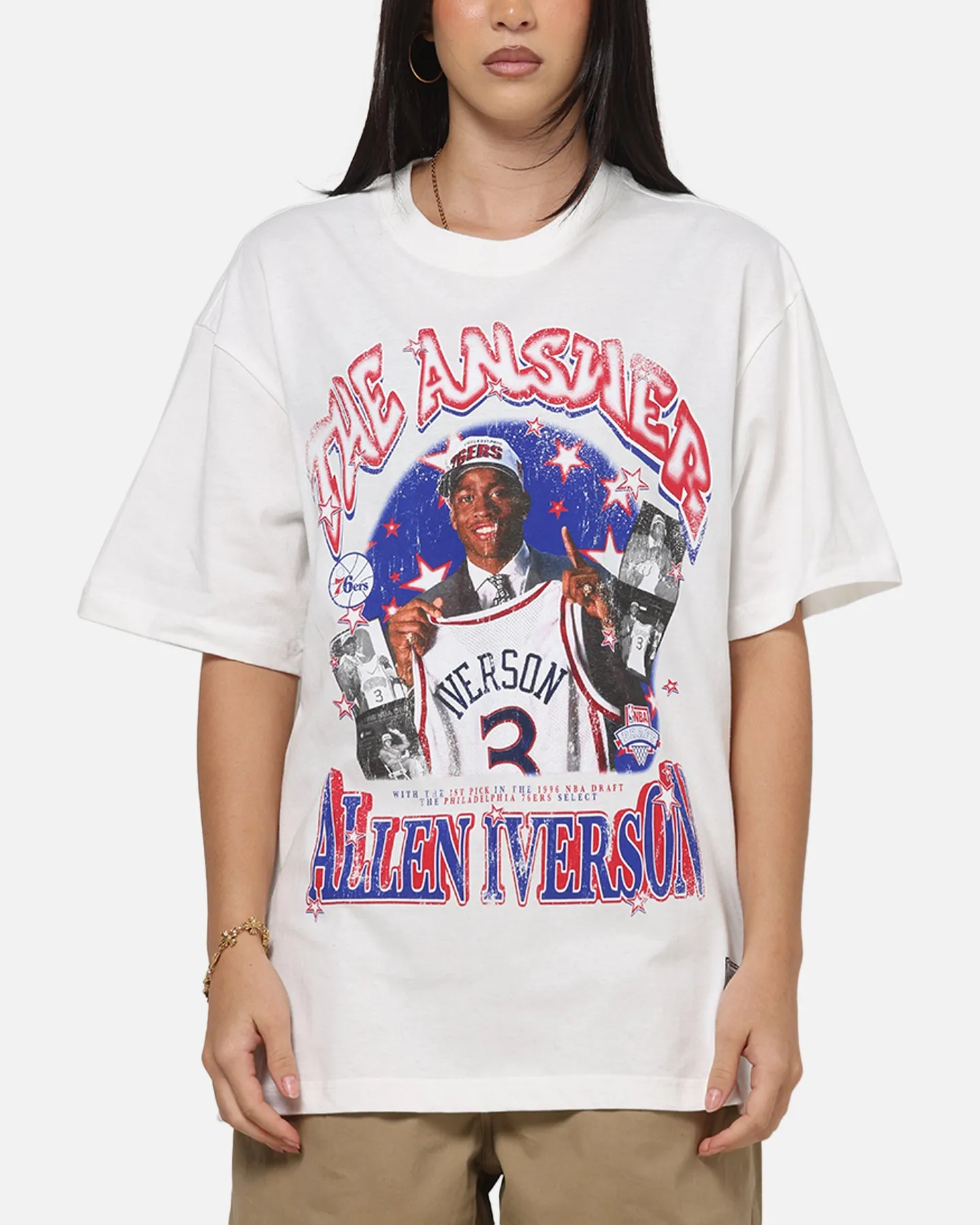 Mitchell & Ness Allen Iverson Star Burster T-Shirt Vintage White sold by Culture Kings