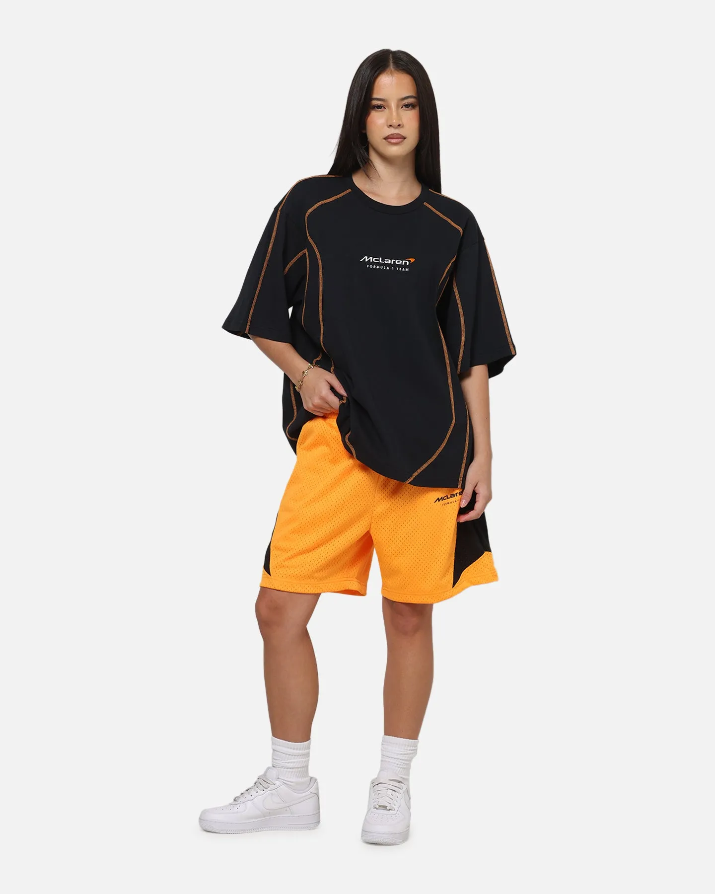 Mitchell & Ness X Mclaren Panel T-Shirt Black/Papaya sold by Culture Kings product image thumbnail 2