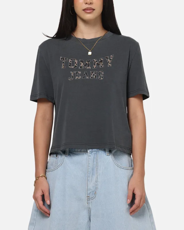 Tommy Jeans Women's TJW Boxy Leopard Varsity T-Shirt Black sold by Culture Kings