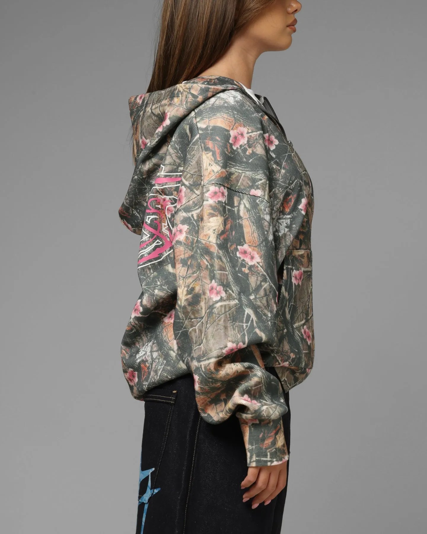 Loiter Waffle Zip Hoodie Pink Tree Camo sold by Culture Kings product image thumbnail 5
