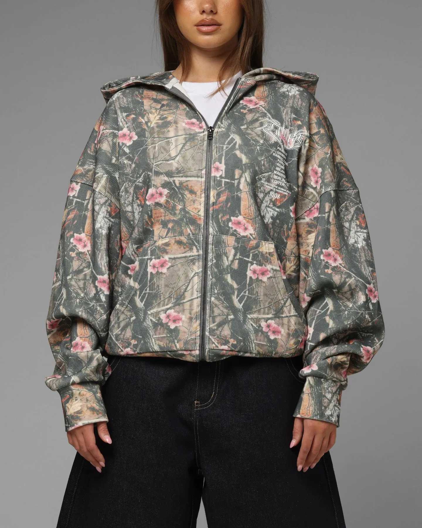 Loiter Waffle Zip Hoodie Pink Tree Camo sold by Culture Kings product image thumbnail 2