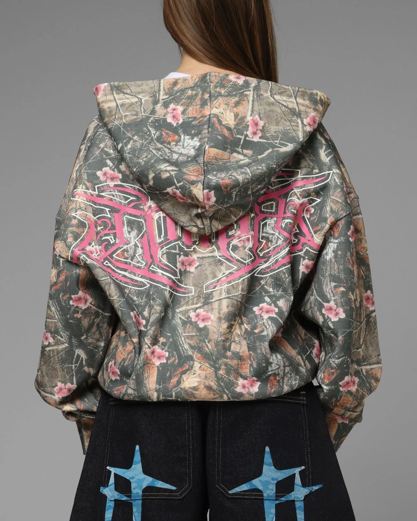 Loiter Waffle Zip Hoodie Pink Tree Camo sold by Culture Kings