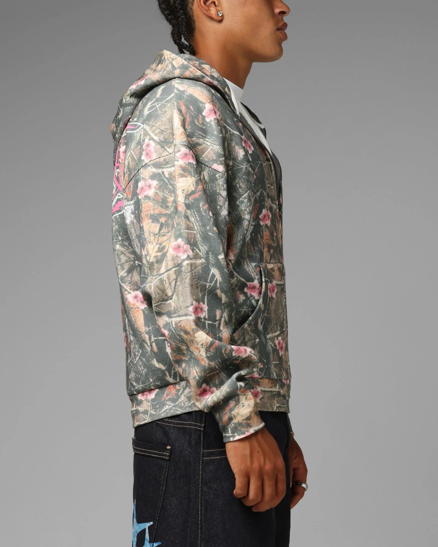 Loiter Waffle Zip Hoodie Pink Tree Camo sold by Culture Kings product image thumbnail 5