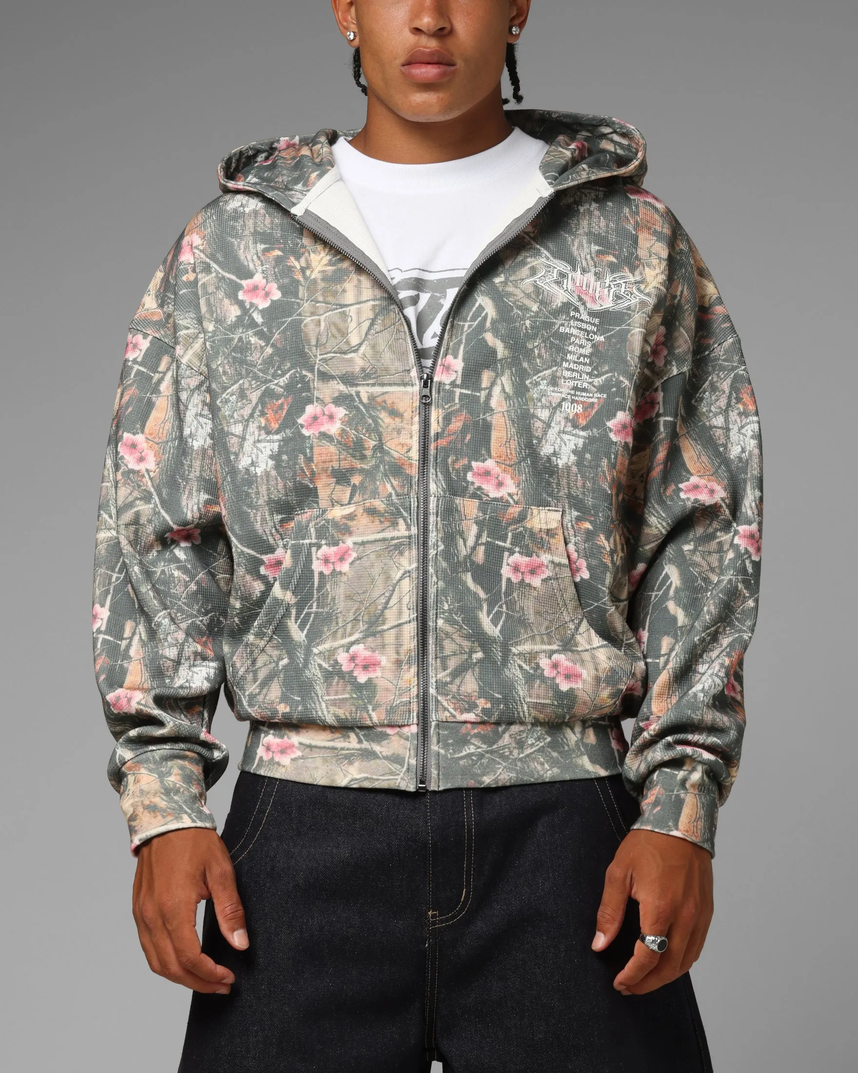 Loiter Waffle Zip Hoodie Pink Tree Camo sold by Culture Kings product image thumbnail 2
