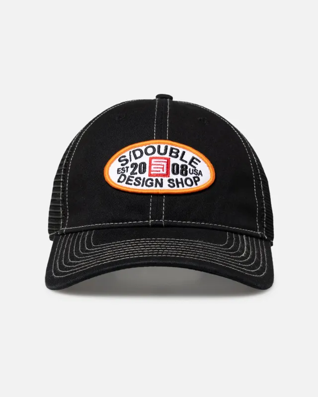 S Double Shop Relaxed Trucker Strapback Black sold by Culture Kings