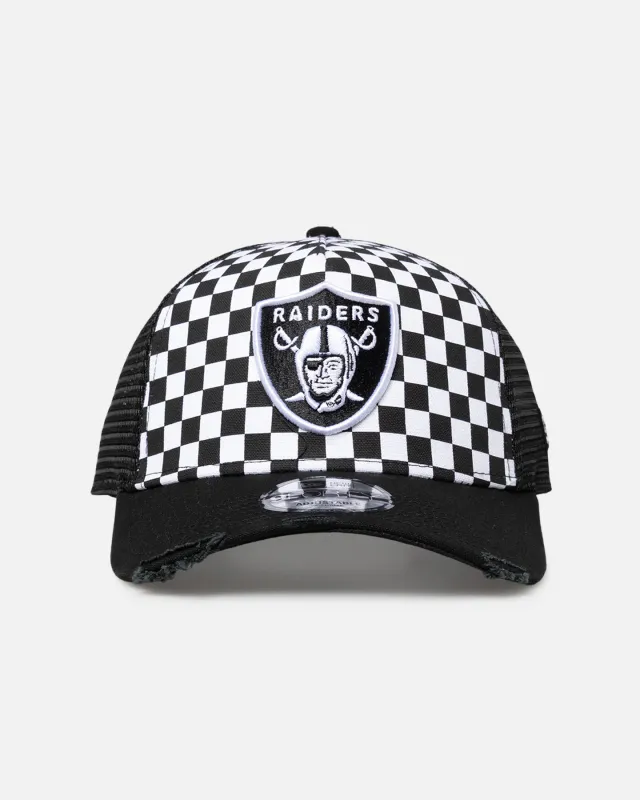 New Era Las Vegas Raiders 'Checker Trucker' 9FORTY A-Frame Trucker Snapback White sold by Culture Kings