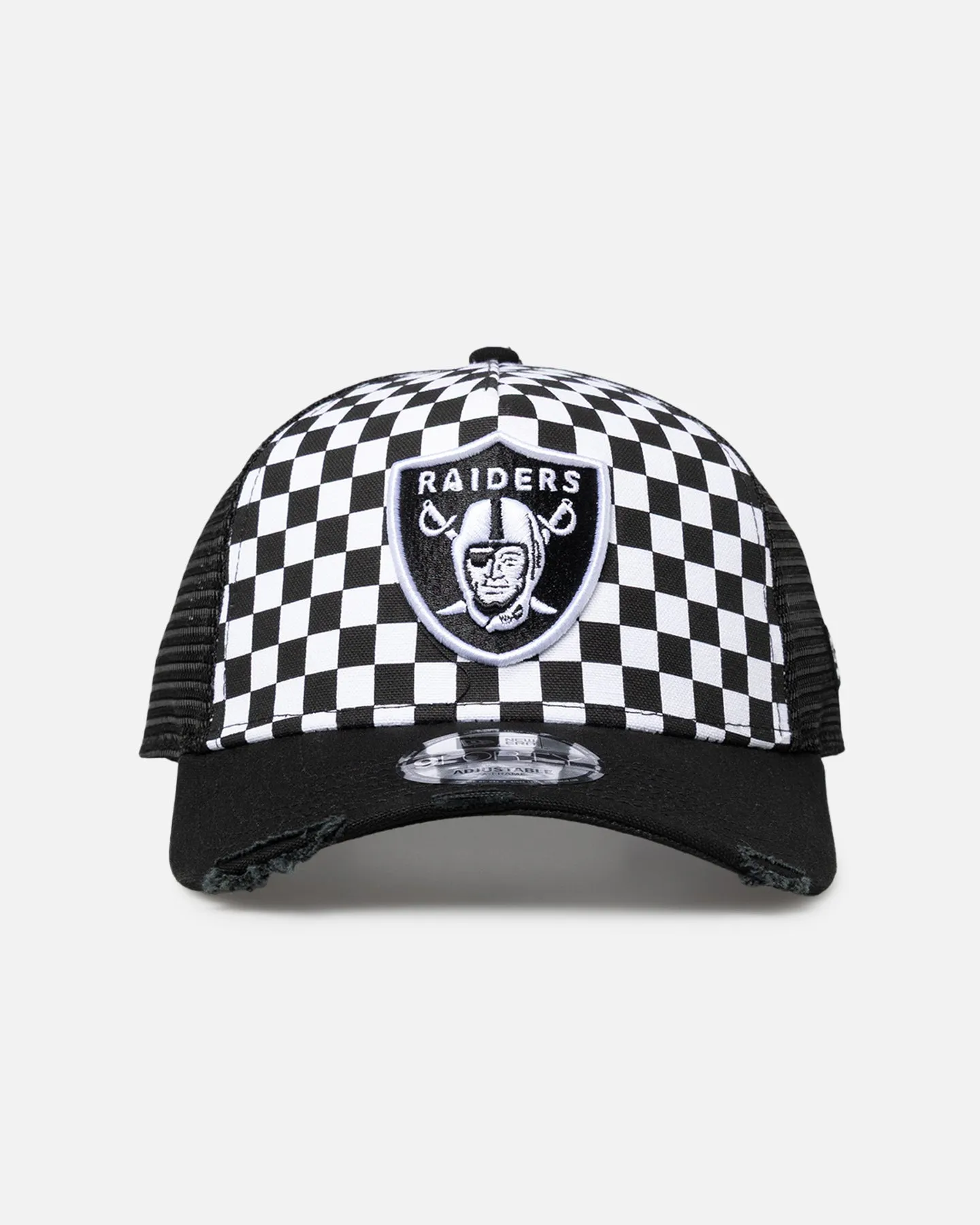 New Era Las Vegas Raiders 'Checker Trucker' 9FORTY A-Frame Trucker Snapback White sold by Culture Kings