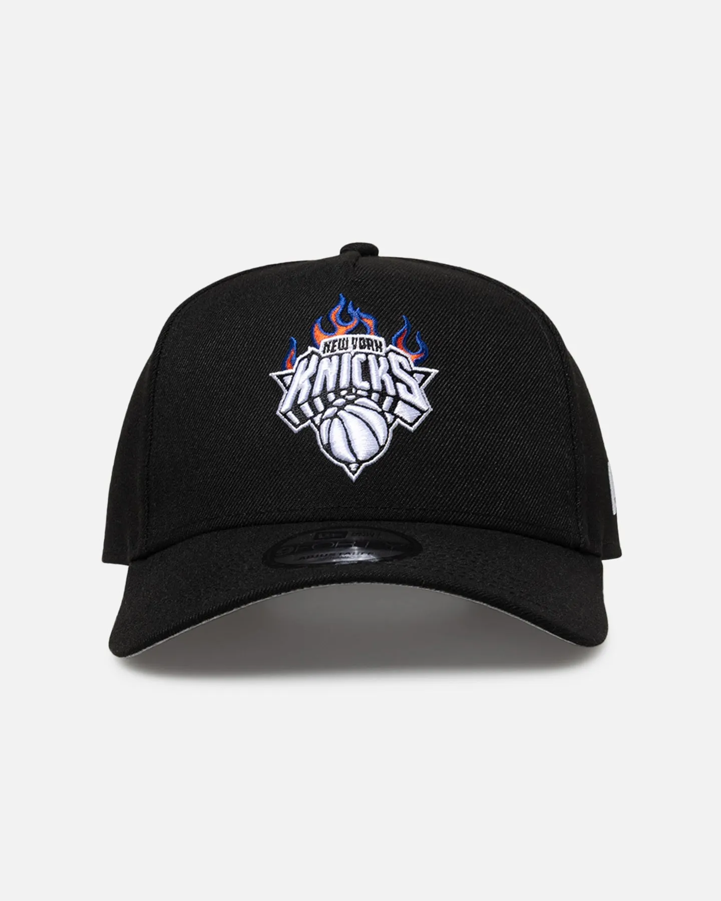 New Era New York Knicks 'Flame Logo' 9FORTY A-Frame Snapback Black sold by Culture Kings