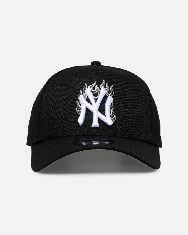 New Era New York Yankees 'Flame Logo' 9FORTY A-Frame Snapback Black sold by Culture Kings